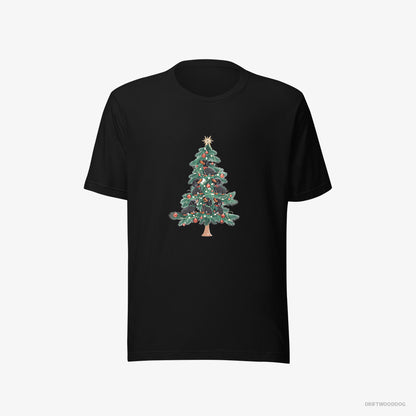 Dachshund Puppies Climbing Christmas Tree Black T-Shirt