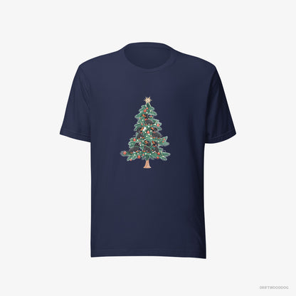 Dachshund Puppies Climbing Christmas Tree Navy T-Shirt