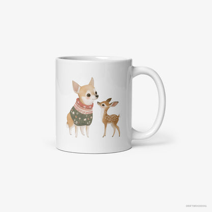 Chihuahua with a Playful Reindeer White Mug