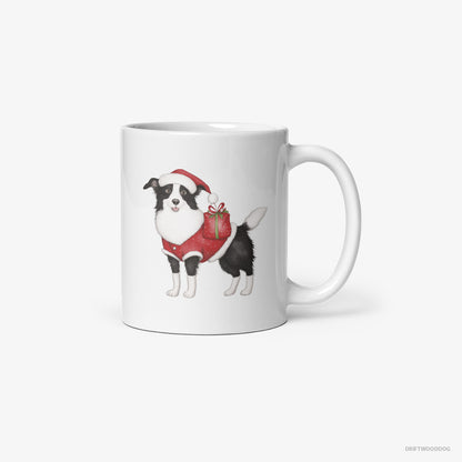 Border Collie in a Santa Suit White Mug