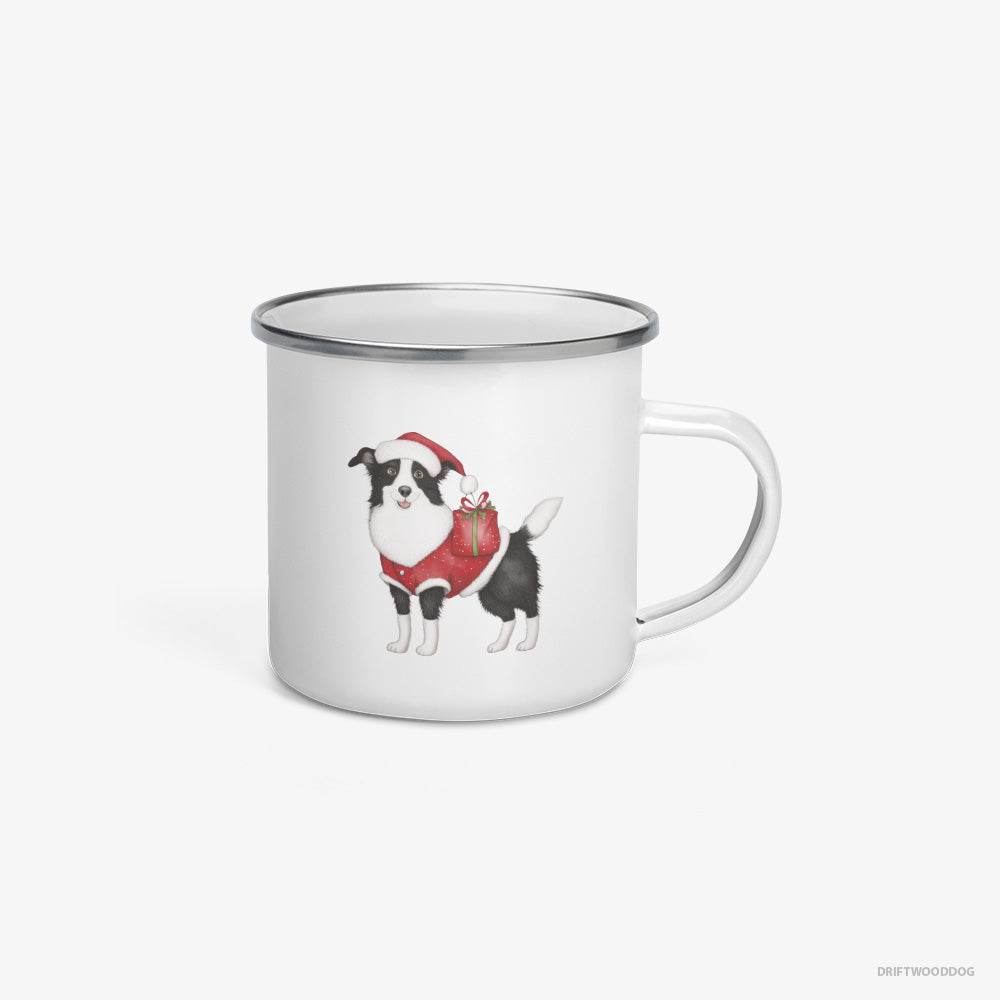 Border Collie in a Santa Suit Enamel Mug