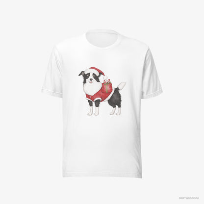 Border Collie in a Santa Suit White T-Shirt