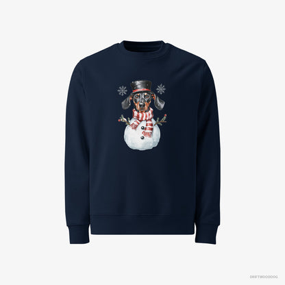 Dobermann Sweatshirt – Men Navy Sweatshirt Classic – Dressed as a Snowman (on White Background)