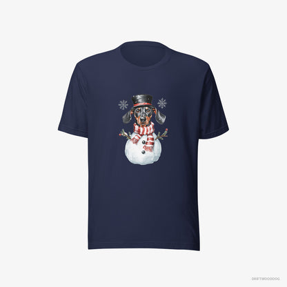 Dobermann T-Shirt – Men Navy T-Shirt Eco-Friendly – Dressed as a Snowman (on White Background)