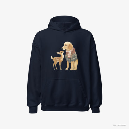 Golden Retriever and a Baby Reindeer Navy Hoodie