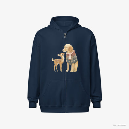 Golden Retriever and a Baby Reindeer Navy Hoodie