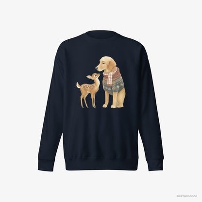 Golden Retriever and a Baby Reindeer Navy Sweatshirt