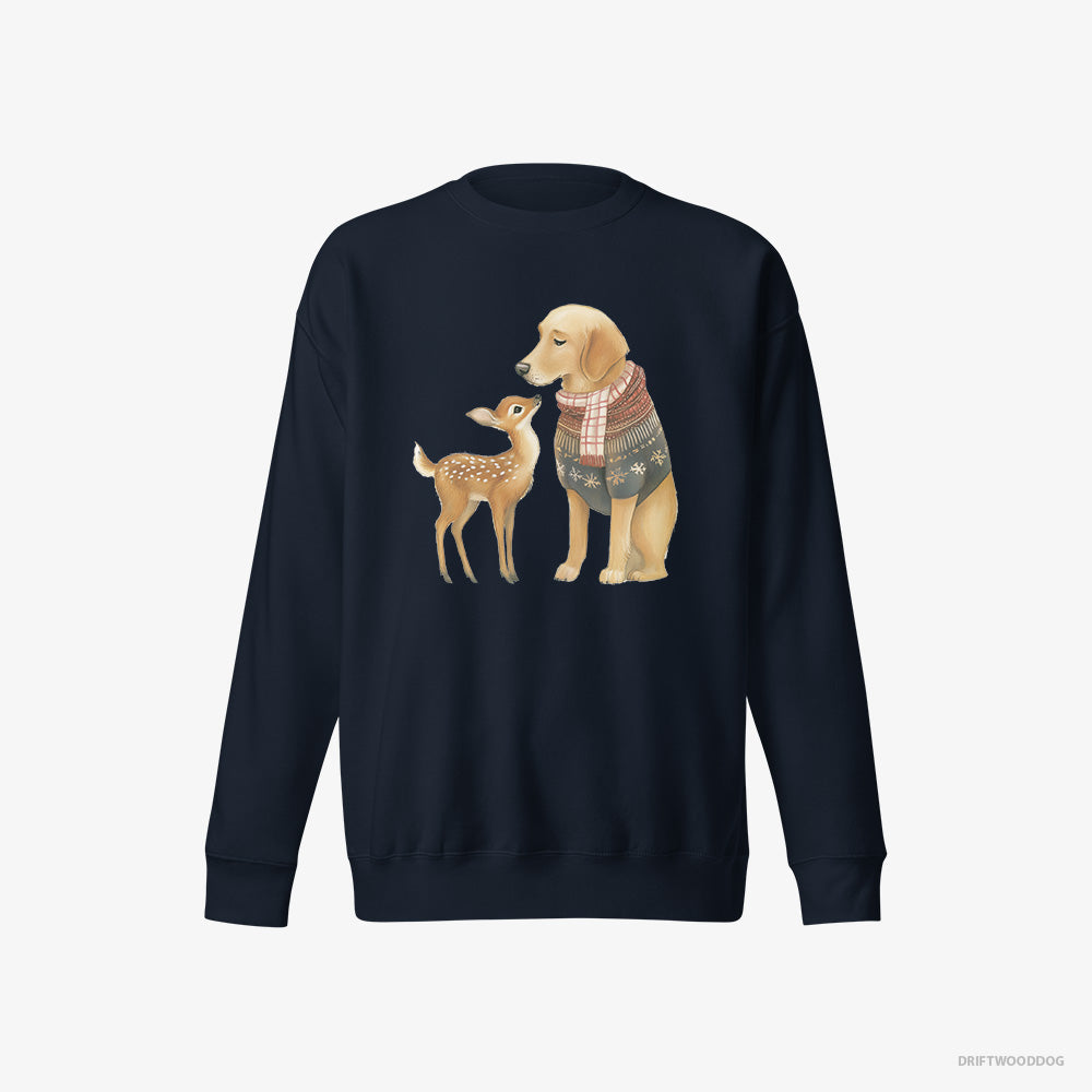 Golden Retriever and a Baby Reindeer – Men's Sweatshirt Navy Eco – Eco-Friendly