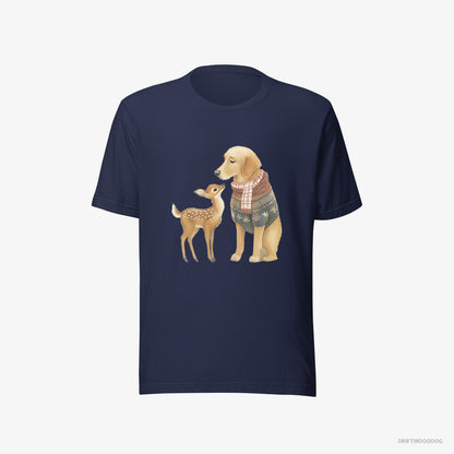 Golden Retriever and a Baby Reindeer Navy T-Shirt