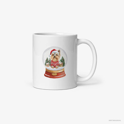 Yorkshire Terrier Inside a Snow Globe White Mug