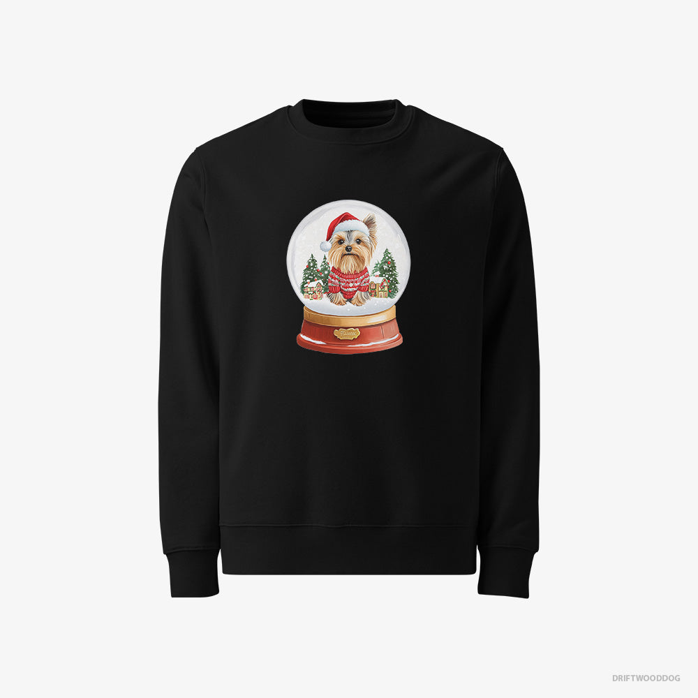 Yorkshire Terrier Sweatshirt – Men Black Sweatshirt Classic – Inside a Snow Globe (on White Background)