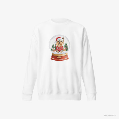 Yorkshire Terrier Inside a Snow Globe White Sweatshirt