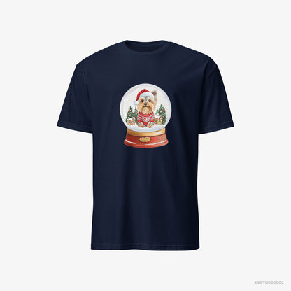 Yorkshire Terrier T-Shirt – Men Navy T-Shirt Classic – Inside a Snow Globe (on White Background)