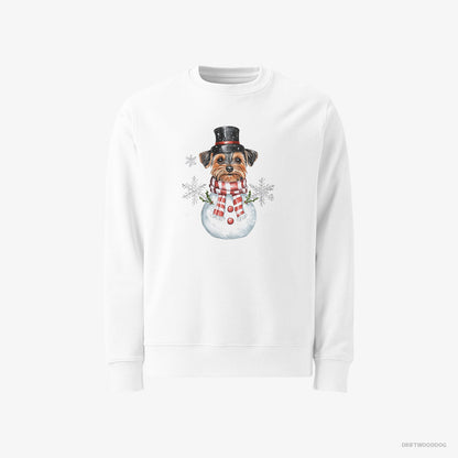 Yorkshire Terrier in a Snowman Costume White Sweatshirt