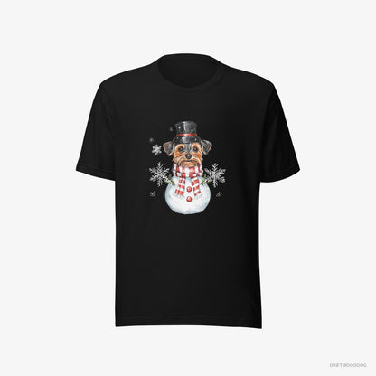 Yorkshire Terrier in a Snowman Costume Black T-Shirt