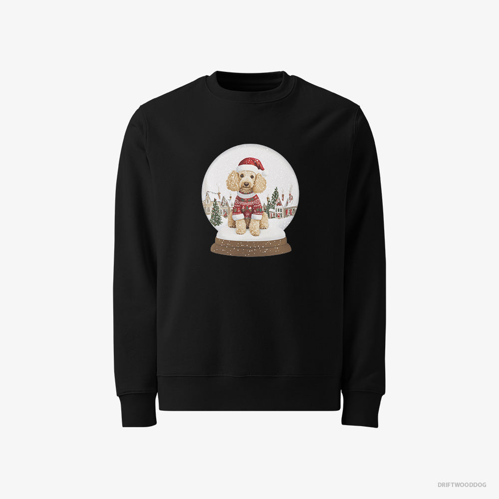 Poodle Sweatshirt – Men Black Sweatshirt Classic – in a Christmas Snow Globe (on White Background)