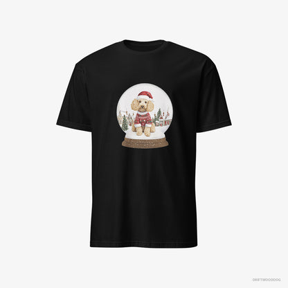 Poodle in a Christmas Snow Globe Black T-Shirt