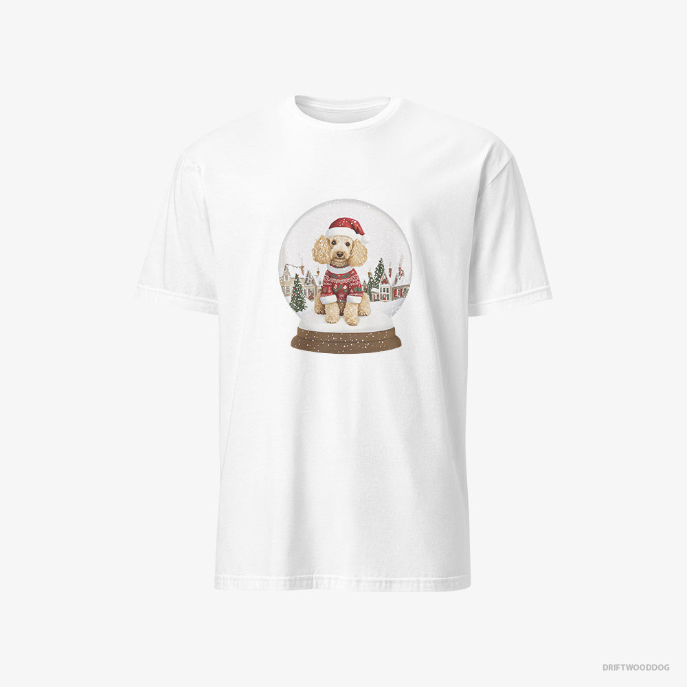 Poodle T-Shirt – Women White T-Shirt Classic – in a Christmas Snow Globe (on White Background)