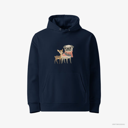 Pug and a Fawn Enjoying the Walk Navy Hoodie