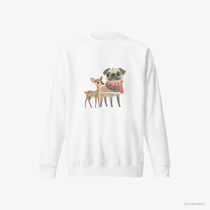 Pug and a Fawn Enjoying the Walk White Sweatshirt