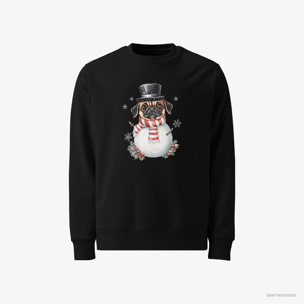 Pug Rocking a Snowman Costume – Men's Sweatshirt Black – Classic