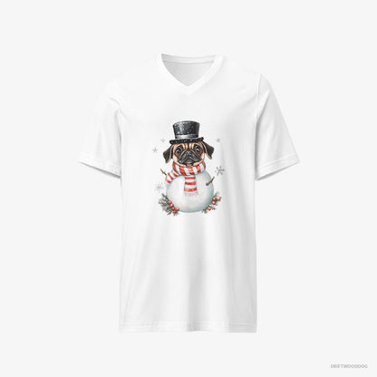 Pug Rocking a Snowman Costume White T-Shirt