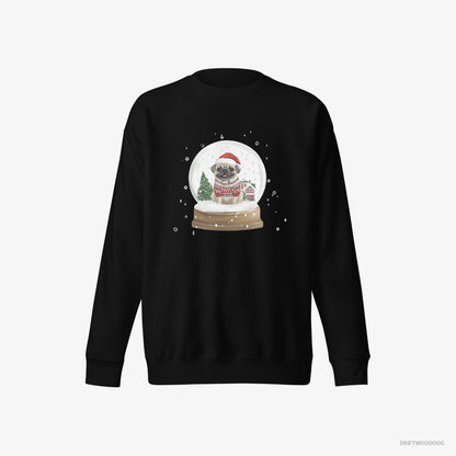 Pug in a Festive Snow Globe Black Sweatshirt