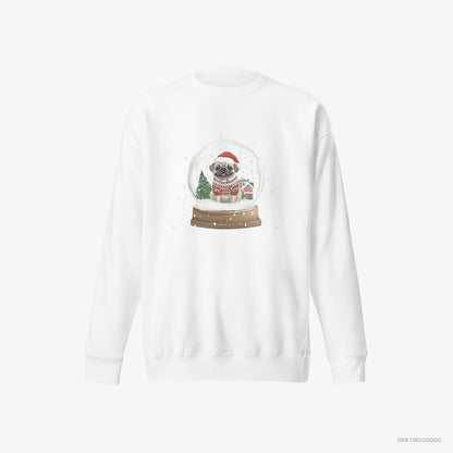 Pug in a Festive Snow Globe White Sweatshirt