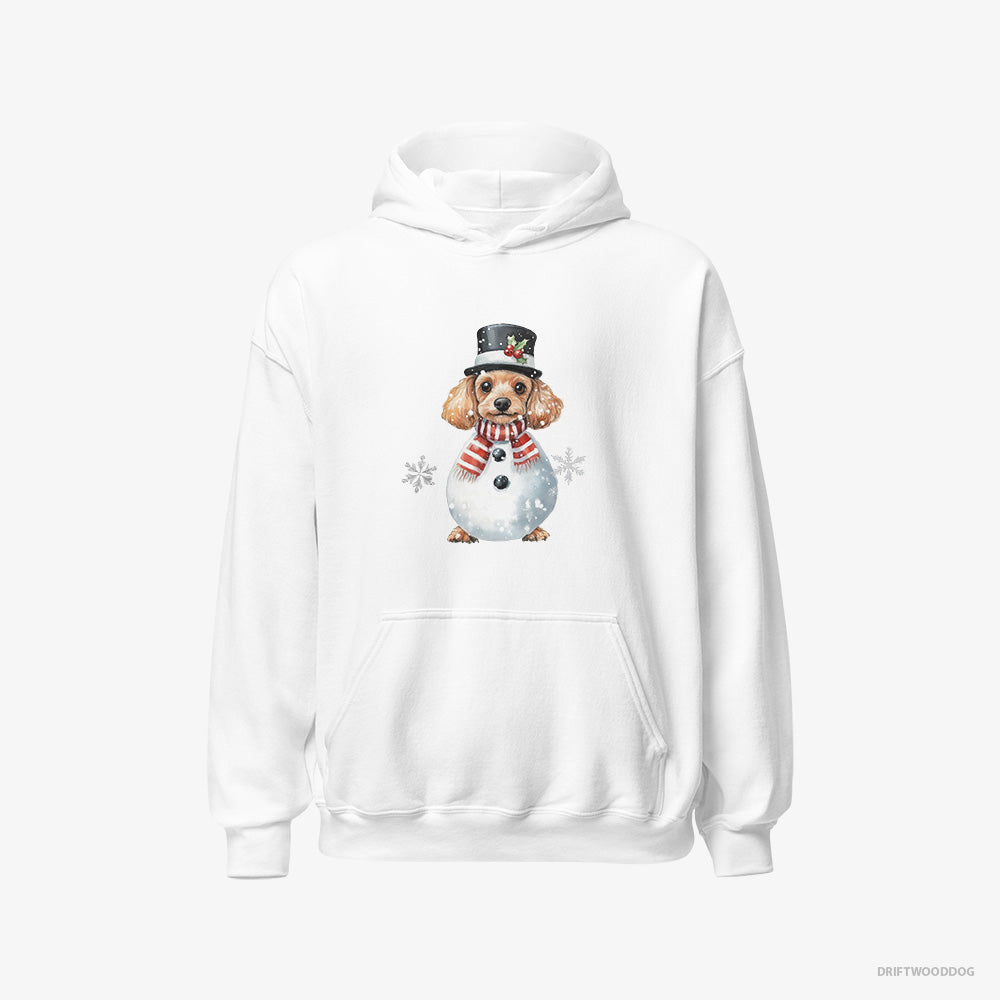 Poodle Hoodie – Men White Hoodie Classic – in a Snowman Suit (on White Background)