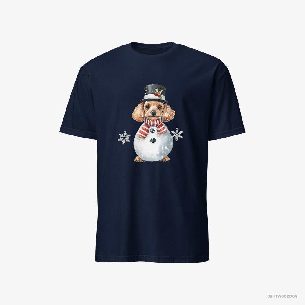 Poodle T-Shirt – Men Navy T-Shirt Classic – in a Snowman Suit (on White Background)