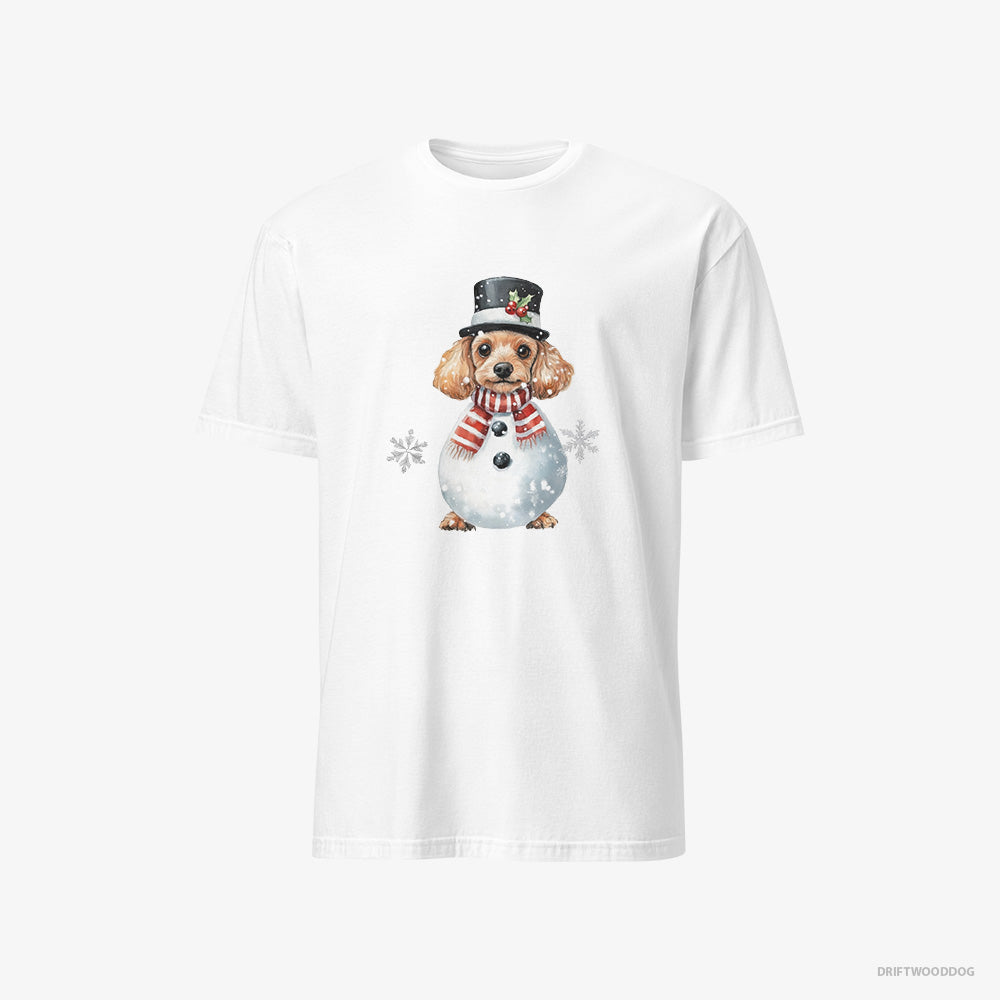 Poodle T-Shirt – Men White T-Shirt Classic – in a Snowman Suit (on White Background)