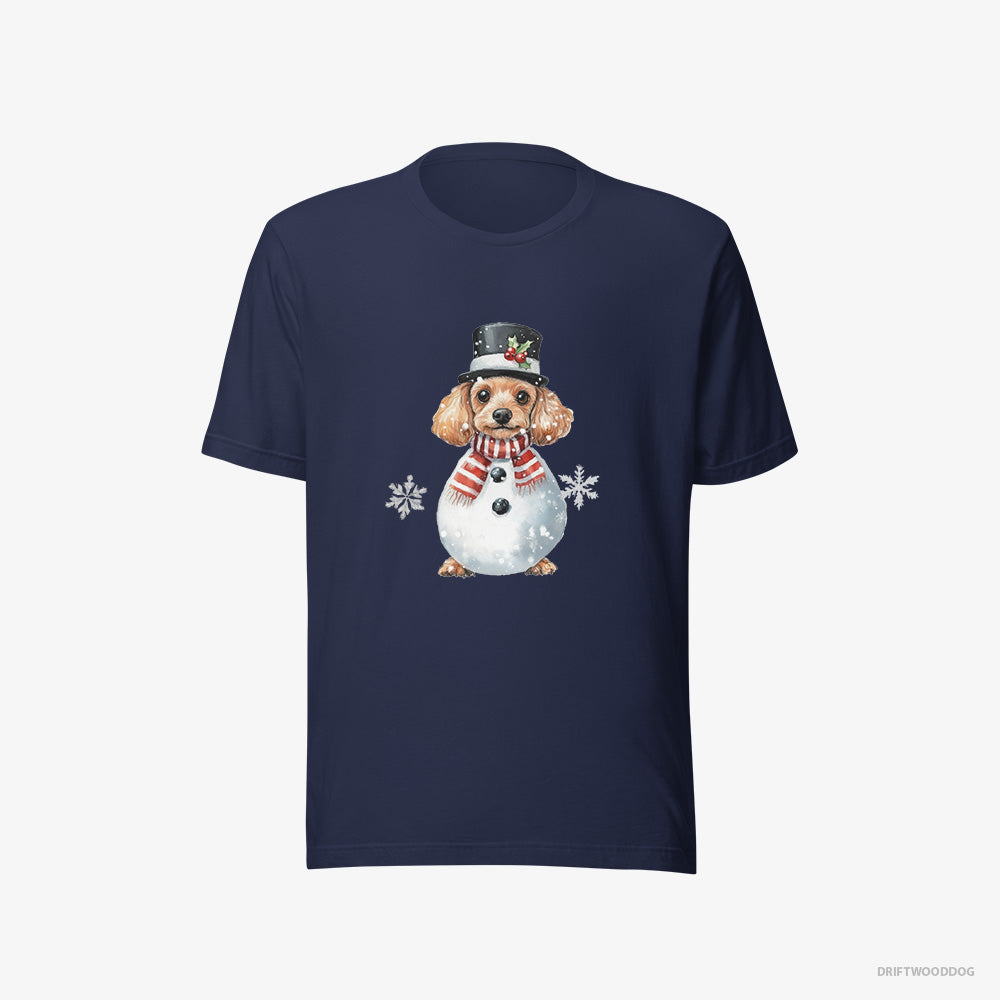 Poodle T-Shirt – Men Navy T-Shirt Eco-Friendly – in a Snowman Suit (on White Background)