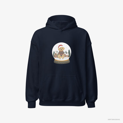 Labrador Retriever in a Christmas Snow Globe Navy Hoodie