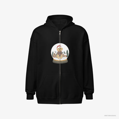 Labrador Retriever in a Christmas Snow Globe Black Hoodie