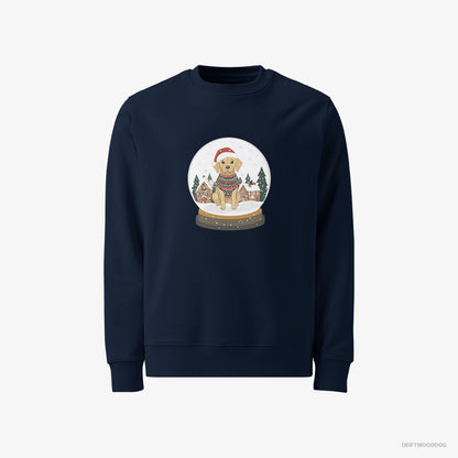 Labrador Retriever Sweatshirt – Men Navy Sweatshirt Classic – in a Christmas Snow Globe (on White Background)