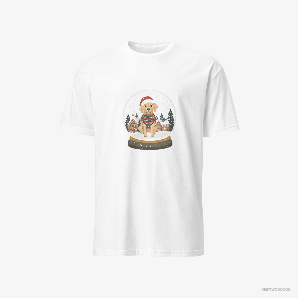 Labrador Retriever T-Shirt – Men White T-Shirt Classic – in a Christmas Snow Globe (on White Background)