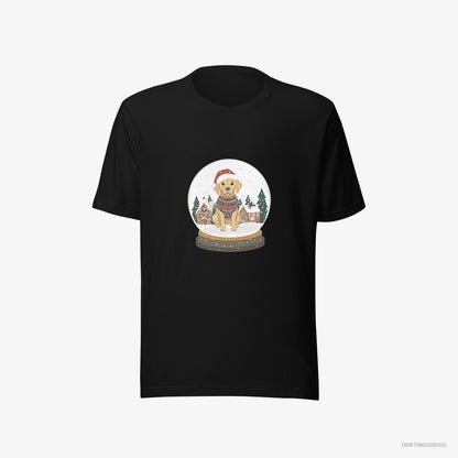 Labrador Retriever T-Shirt – Men Black T-Shirt Eco-Friendly – in a Christmas Snow Globe (on White Background)