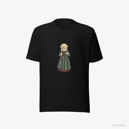 Golden Retriever Carolling with a Book Black T-Shirt