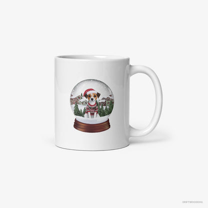 Jack Russell Terrier Inside a Holiday Snow Globe White Mug