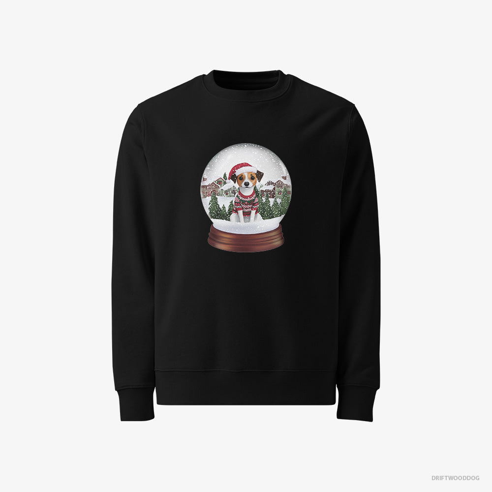 Jack Russell Terrier Sweatshirt – Men Black Sweatshirt Classic – Inside a Holiday Snow Globe (on White Background)