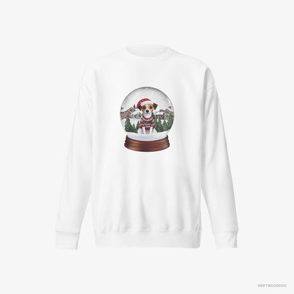 Jack Russell Terrier Inside a Holiday Snow Globe White Sweatshirt