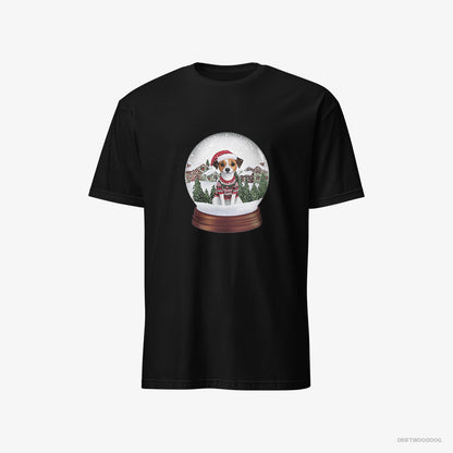 Jack Russell Terrier Inside a Holiday Snow Globe Black T-Shirt