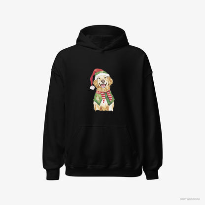 Golden Retriever in Elf Attire Black Hoodie