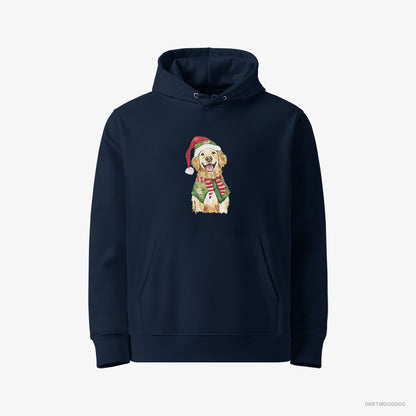 Golden Retriever in Elf Attire Navy Hoodie