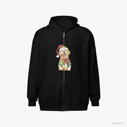 Golden Retriever in Elf Attire Black Hoodie