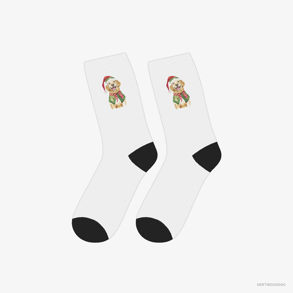 Golden Retriever in Elf Attire – Socks White Eco – Eco-Friendly