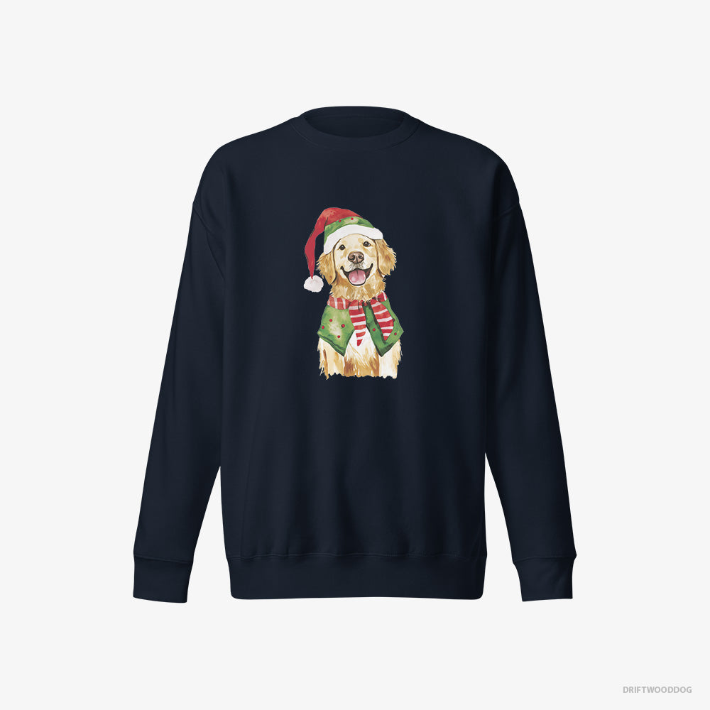 Golden Retriever in Elf Attire – Men's Sweatshirt Navy Eco – Eco-Friendly