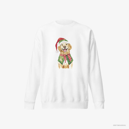 Golden Retriever in Elf Attire White Sweatshirt