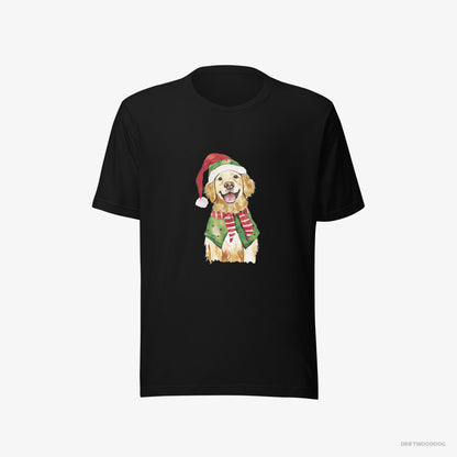 Golden Retriever in Elf Attire Black T-Shirt