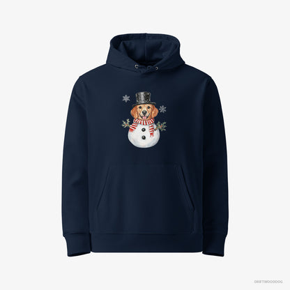 Golden Retriever Dressed Up as a Snowman Navy Hoodie